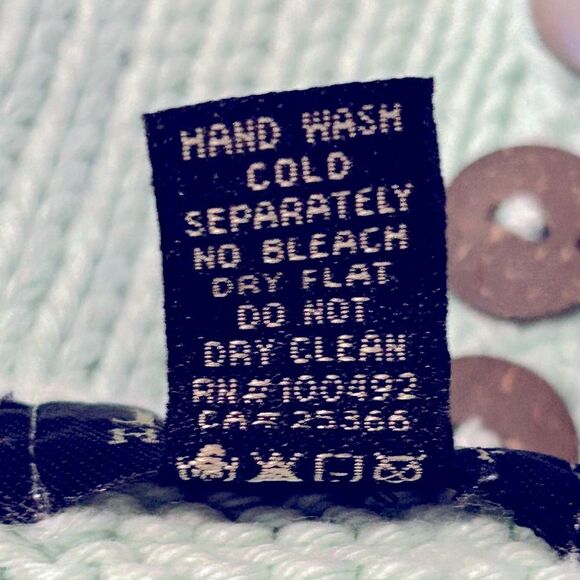 Pure Handknit Mint Green Chunky Thick Hand Knitted Sweater 100% Cotton size M/L - Picture 8 of 11